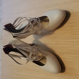 Beige strappy heels